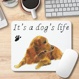 Tapis De Souris Peinture de Golden Retriever Chiens Vie Citation D