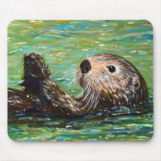 Tapis De Souris Peinture de la Loupe de mer (Devant)