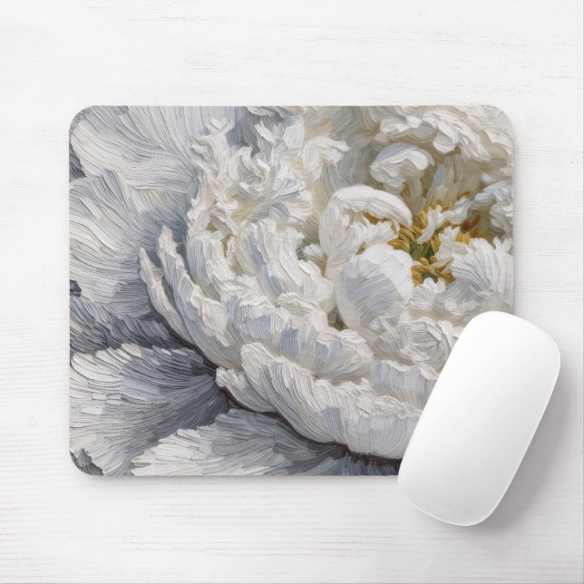 Tapis De Souris Peinture de pivoine blanche (Avec souris)