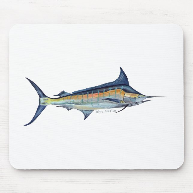 Tapis De Souris peinture de poissons de marlin bleu (Devant)