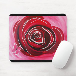 Tapis De Souris Peinture de rose papillon par Alfred Fox