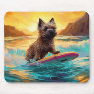 Tapis De Souris Peinture de surf de plage de Terrier Cairn