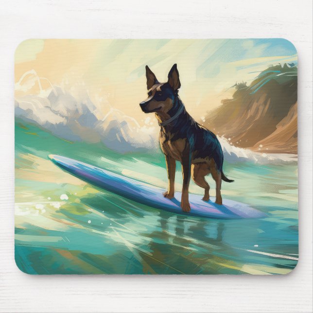 Tapis De Souris Peinture de Surf sur Plage de Kelpie Australien (Devant)