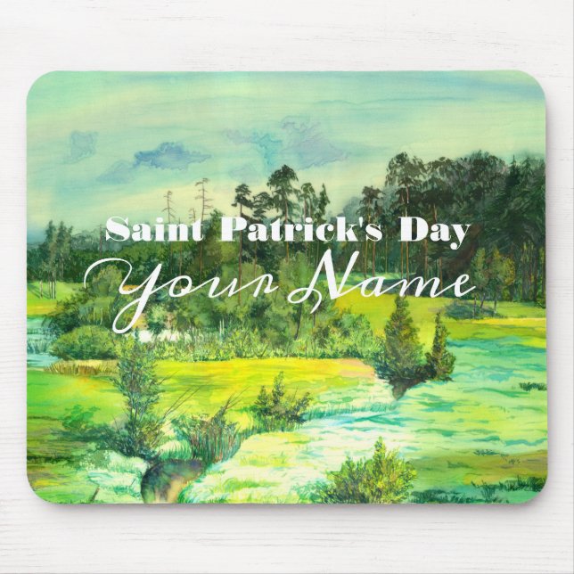 Tapis De Souris peinture de vallée verte Aquarelle (Devant)