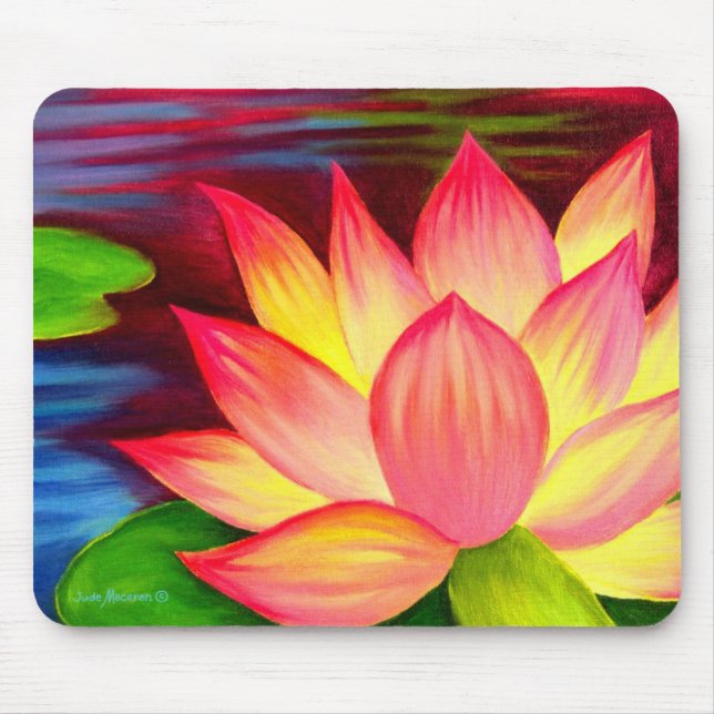 Tapis De Souris Peinture florale moderne de Lotus rose (Devant)