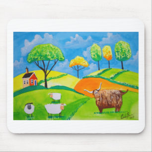 TAPIS DE SOURIS PEINTURE FOLKLORIQUE DE VACHE À MOUTONS