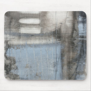 Tapis De Souris Peinture grise et bleue abstraite