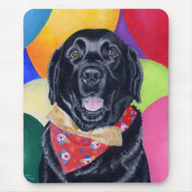 Tapis De Souris Peinture heureuse noire de Labrador Birthay (Devant)