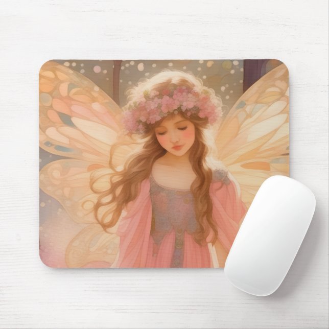Tapis De Souris Peinture Imaginaire Fée Rose Cute (Avec souris)