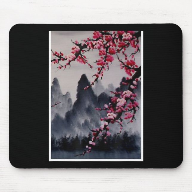 Tapis De Souris Peinture | Japon Art Cherry Blossom Mountain (Devant)