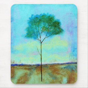 Tapis De Souris Peinture maigre solitaire d'arbre d'art abstrait