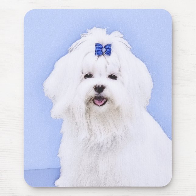Tapis De Souris Peinture maltaise - Joli art original pour chien (Devant)