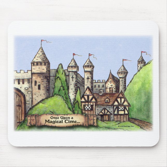 Tapis De Souris Peinture médiévale de village (Devant)