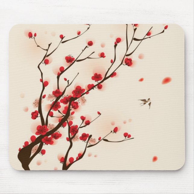 Tapis De Souris Peinture orientale de style, fleur au printemps 2 (Devant)
