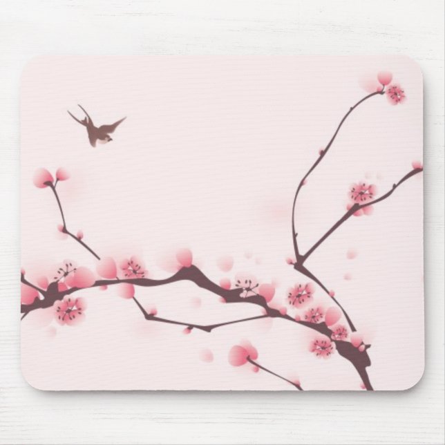 Tapis De Souris Peinture orientale de style, fleurs de cerisier (Devant)