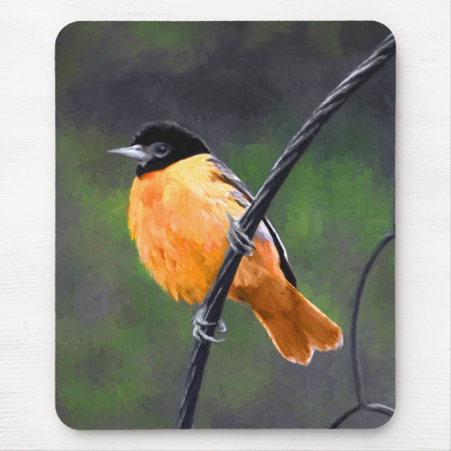 Tapis De Souris Peinture Oriole - Art Oiseau Original (Devant)