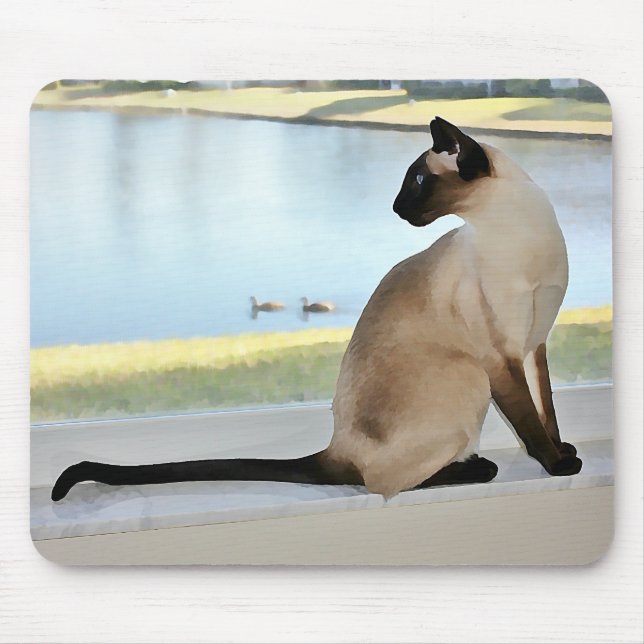 Tapis De Souris Peinture paisible de chat siamois (Devant)