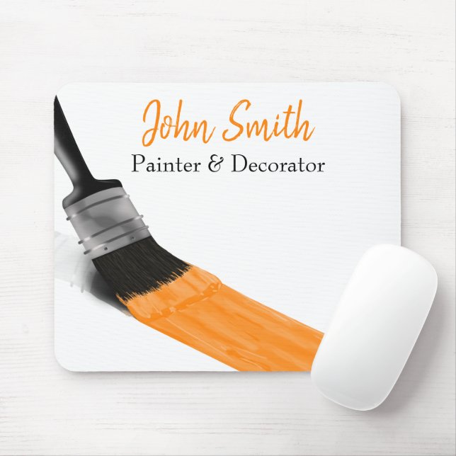 Tapis De Souris Peinture Peintre Service Société Pinceau Orange (Avec souris)
