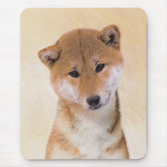 Tapis De Souris Peinture Shiba Inu (Rouge) - Art Chien original (Devant)