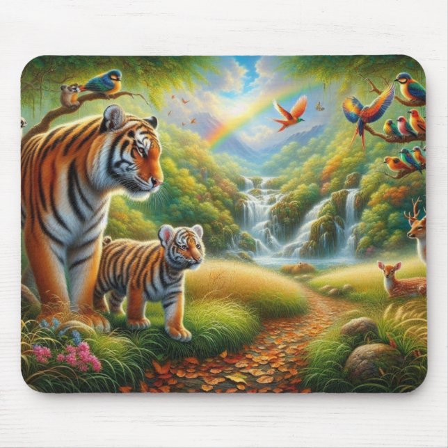 Tapis De Souris Peinture sur la scène de la jungle pacifique (Devant)