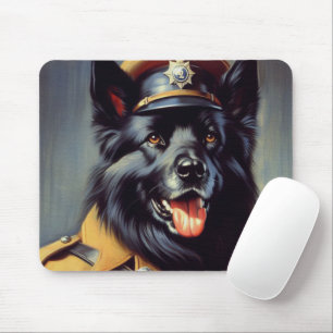 Tapis De Souris Peinture vintage de berger allemand noir