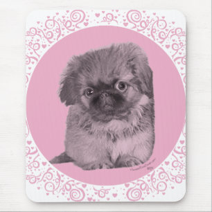 Tapis De Souris Pekingese Chiot en rose