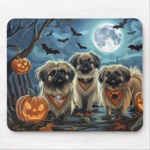 Tapis De Souris Pékingese Halloween Éffrayant