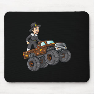 Tapis De Souris Pèlerin de Thanksgiving conduisant un camion monst