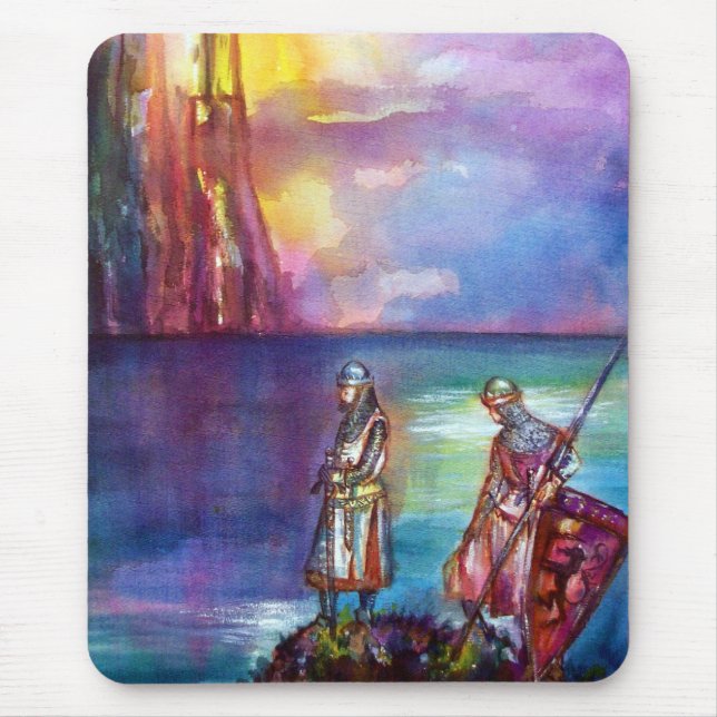 Tapis De Souris PENDRAGON Chevaliers médiévaux, Coucher de soleil  (Devant)