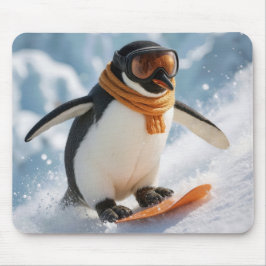 Tapis De Souris Penguin Snowboarding Downhill