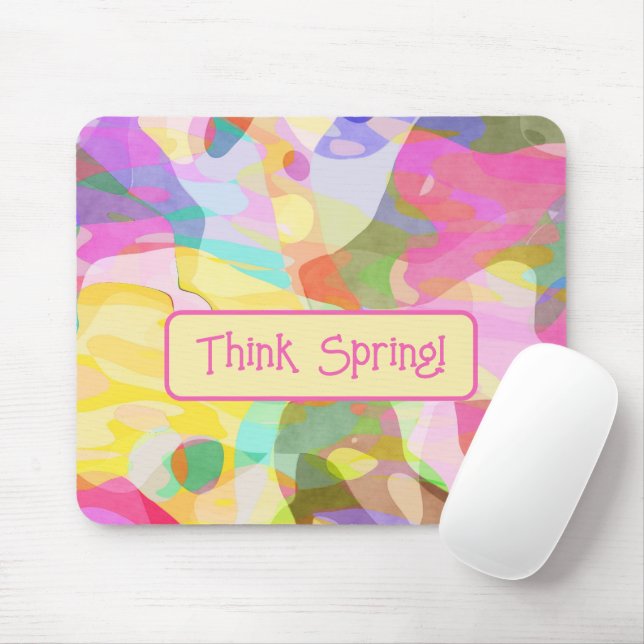 Tapis De Souris Pensez au printemps ! Pastel Art Abstrait Design (Avec souris)