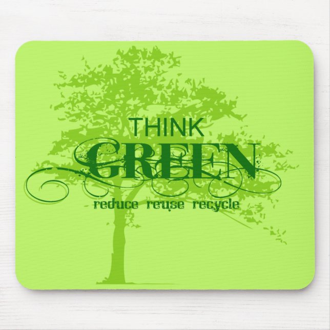 Tapis De Souris Pensez Mousepad vert (Devant)