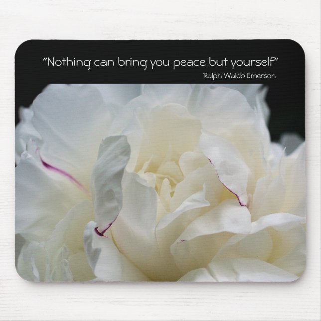 Tapis De Souris Peony Inner Peace Citation Inspirante Mousepad (Devant)