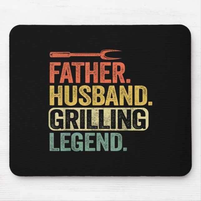 Tapis De Souris Père Mari Grilling Légende Barbecue Funny Pig (Devant)