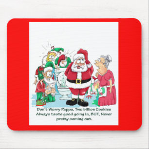 Tapis De Souris Père Noël avec des elfes après consommation de
