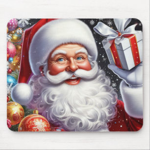 Tapis De Souris Père Noël classique avec présent & ornements