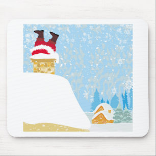 Tapis De Souris père Noël coincé dans la cheminée