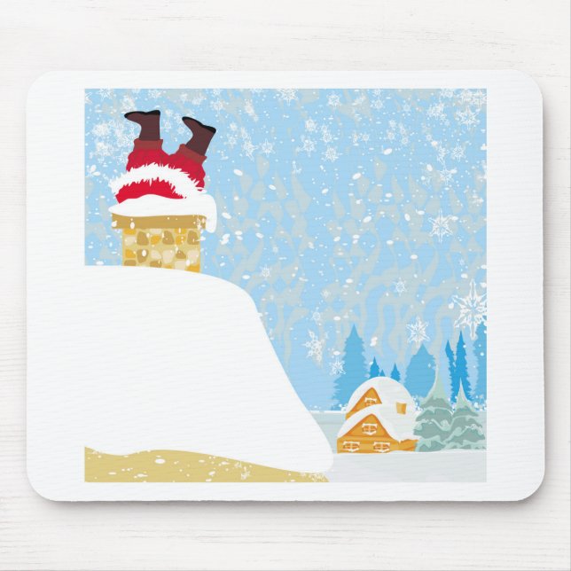 Tapis De Souris père Noël coincé dans la cheminée (Devant)