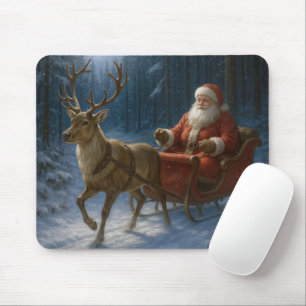 Tapis De Souris Père Noël conduisant un traîneau