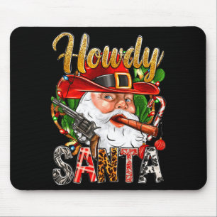 Tapis De Souris Père Noël Cowboy Salut Noël Western Country