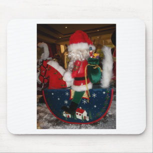 Tapis De Souris Père Noël de Noël à cheval avec de l'art de la nei