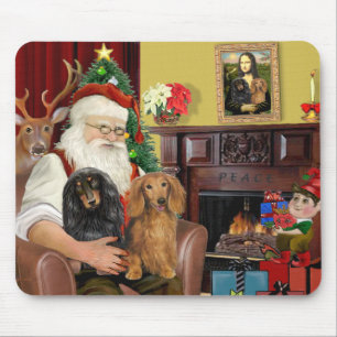 Tapis De Souris Père Noël : Deux longs Dachshunds Haïrés