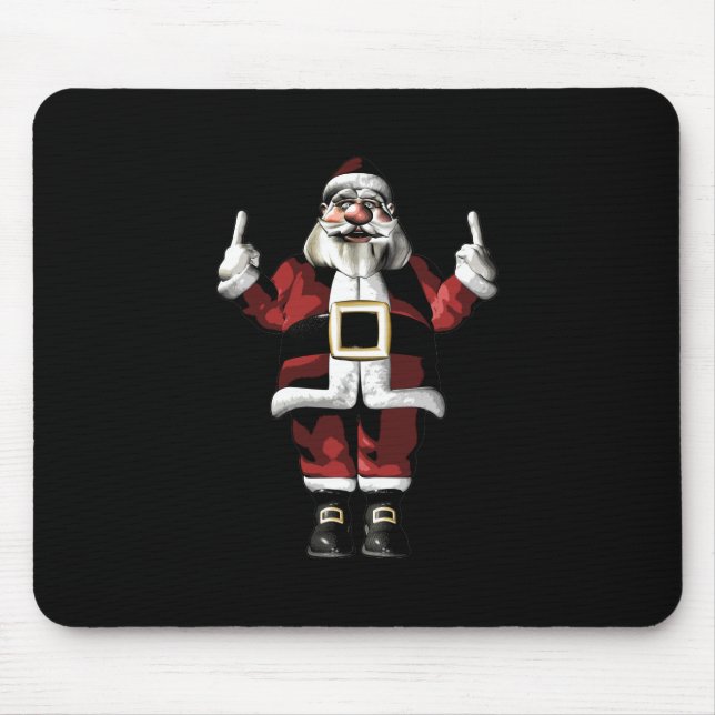 Tapis De Souris Père Noël donne le doigt (Devant)