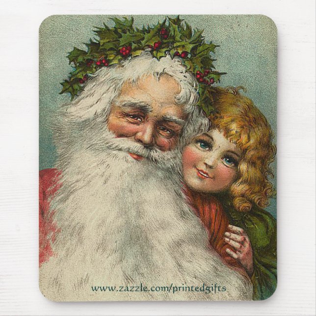 Tapis De Souris Père Noël et fille Mousepad Cadeau (Devant)