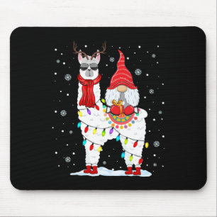 Tapis De Souris Père Noël Gnomes chevauchant Llama Renne Lumière d