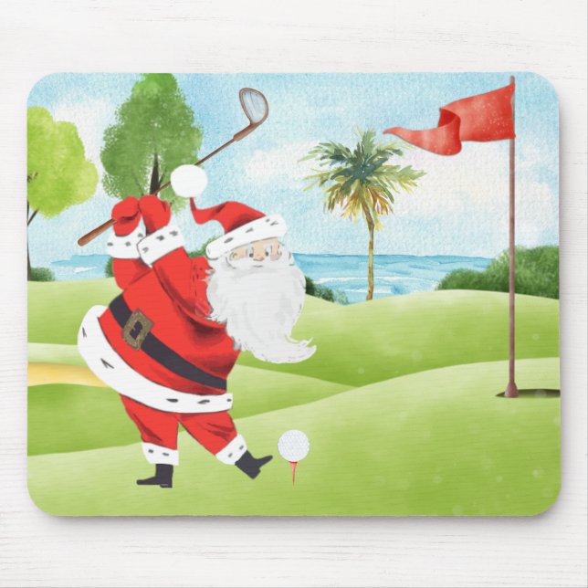 Tapis De Souris Père Noël Golf Summer Golf Mousepad (Devant)