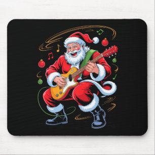 Tapis De Souris Père Noël jouant de la guitare drôle de vacances N