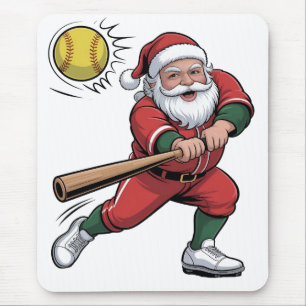 Tapis De Souris Père Noël Jouer Softball Christmas Player Sport