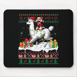 Tapis De Souris Père Noël Poodle Riding Llama Sweater Lover