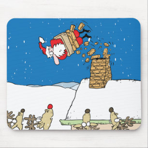 Tapis De Souris Père Noël tombant le toit